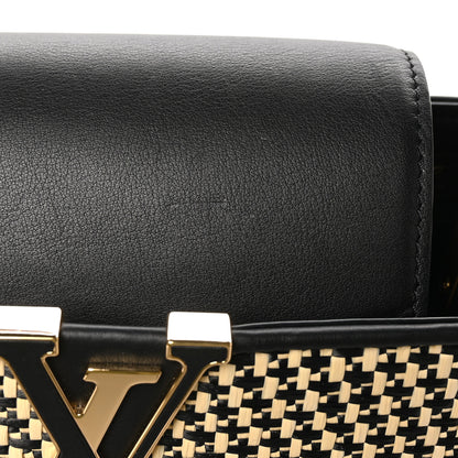 Louis Vuitton Raffia Calfskin Capucines MM Black Ecru 11 of 11