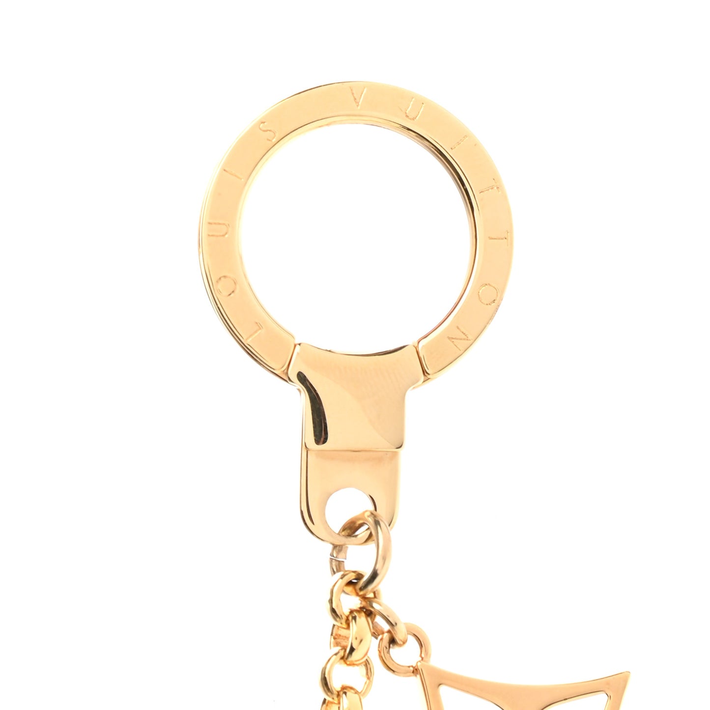Brass Enamel Fleur De Monogram Bag Charm Chain Gold