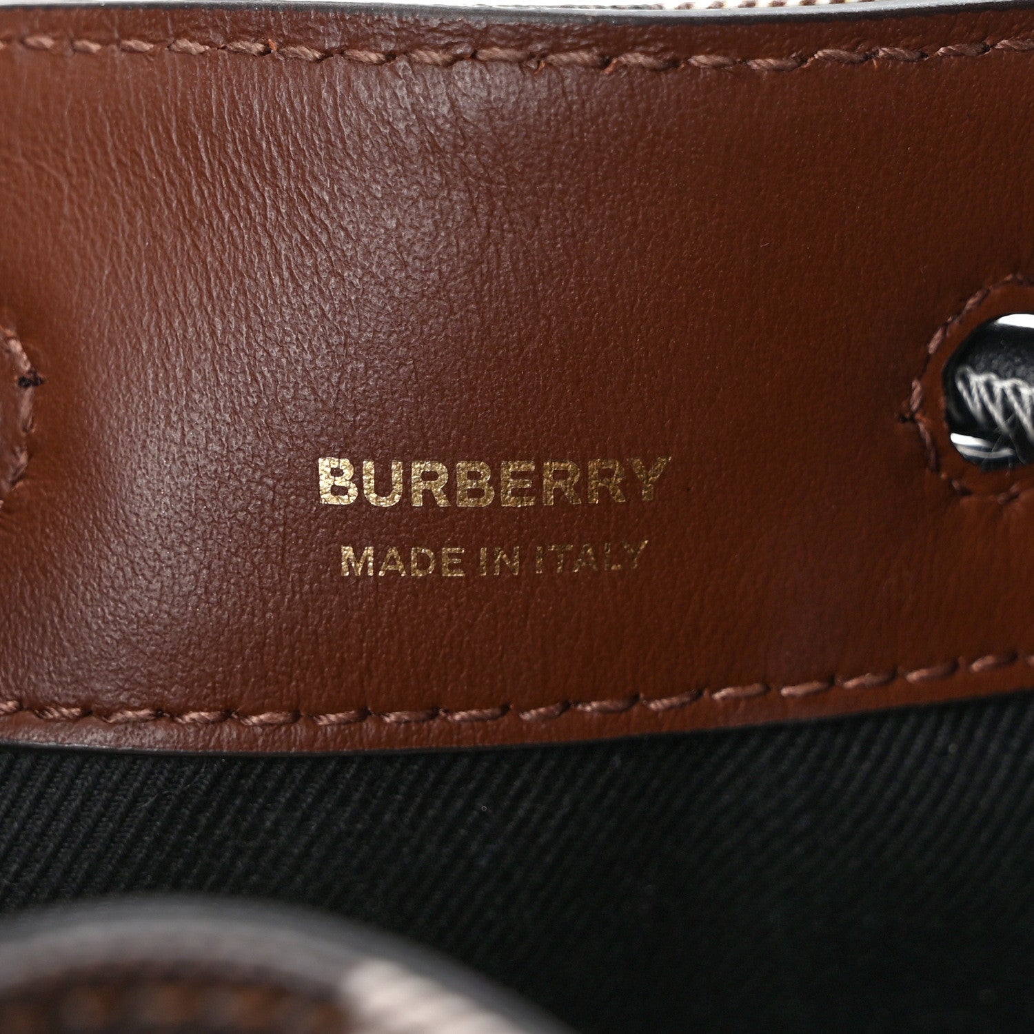 Burberry Giant Check Calfskin TB Mini Bucket Bag Dark Birch 6 of 9