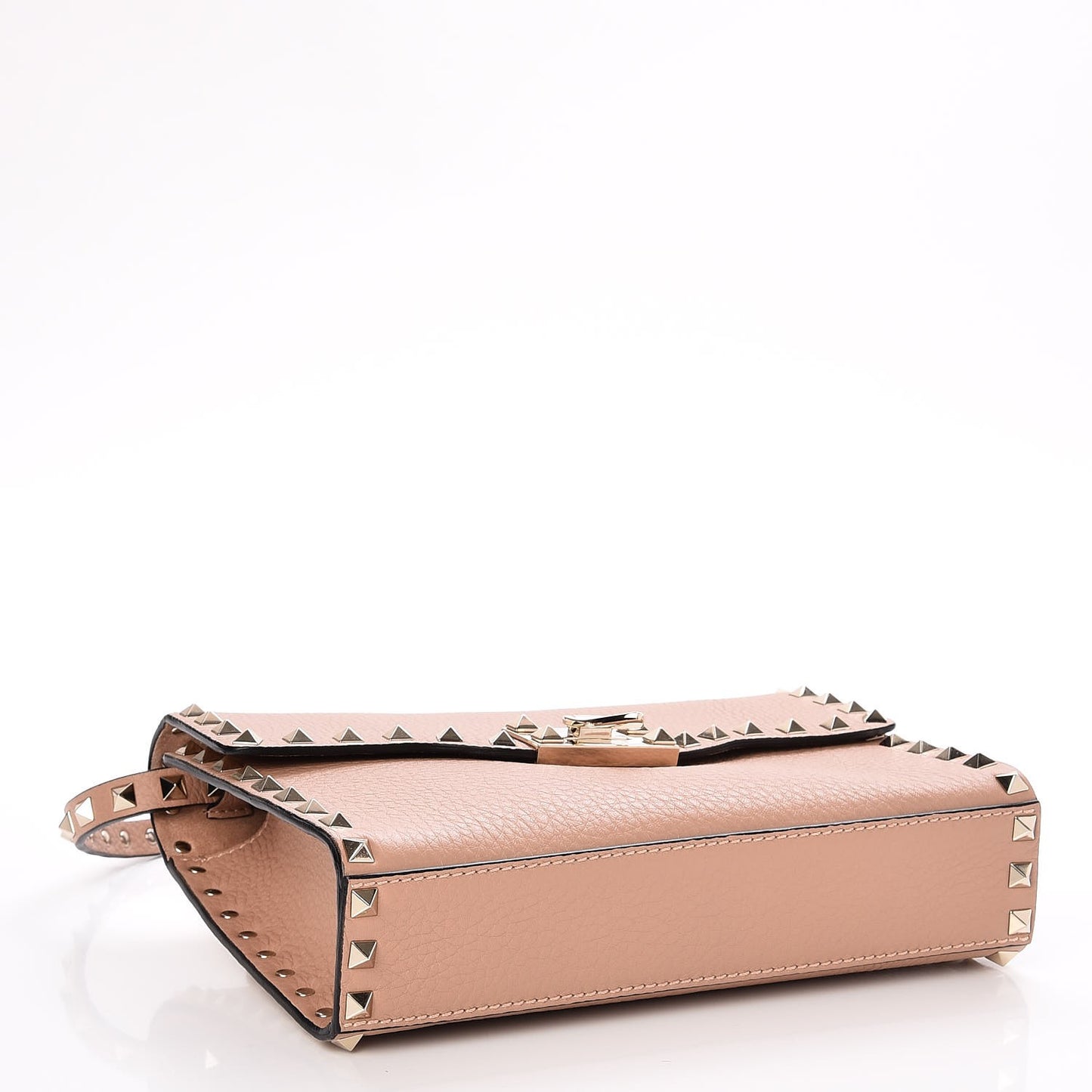 Pebbled Calfskin Medium Rockstud Flip Lock Crossbody Bag Skin Sorbet