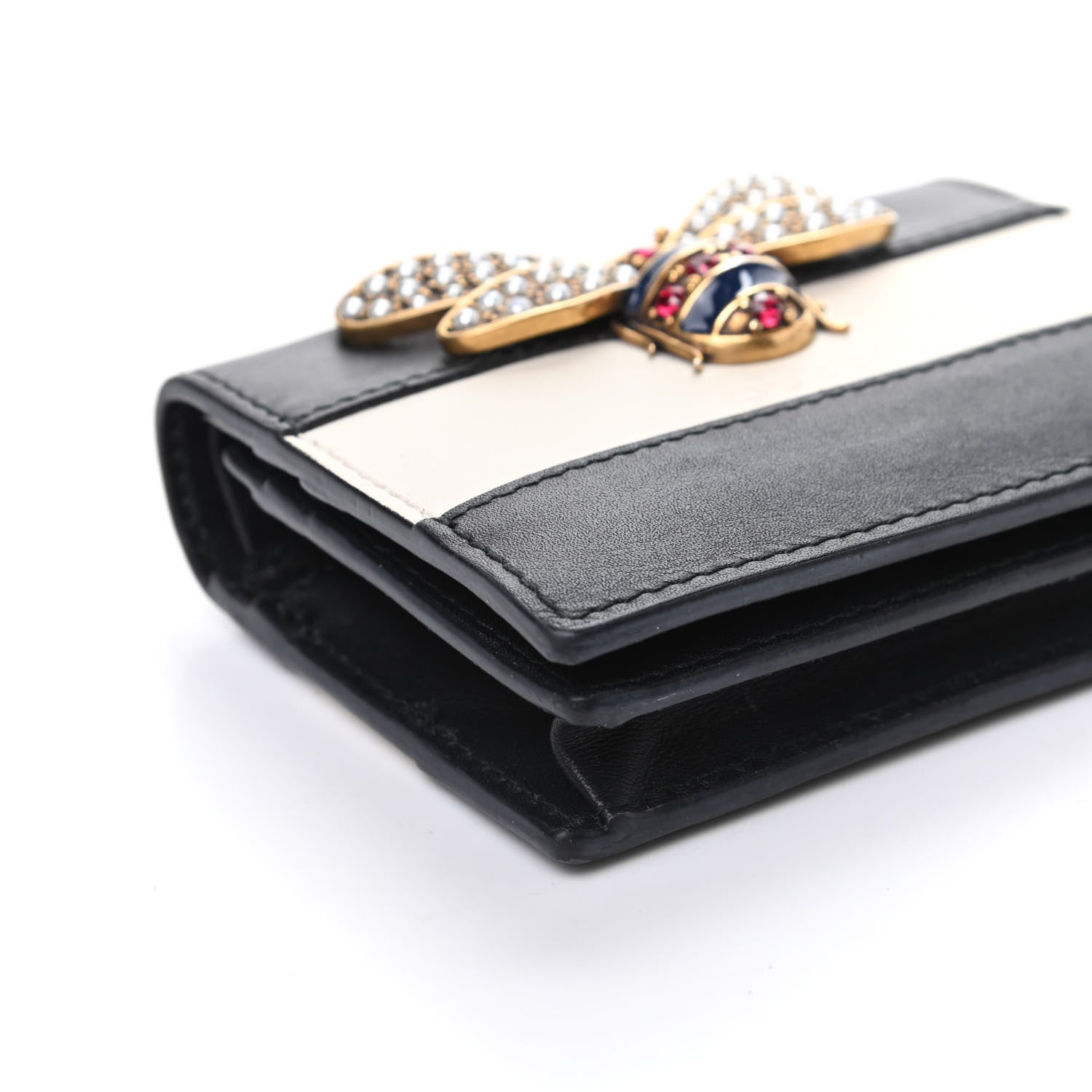 Gucci Calfskin Queen Margaret Card Case Wallet Black Mystic White 7 of 9