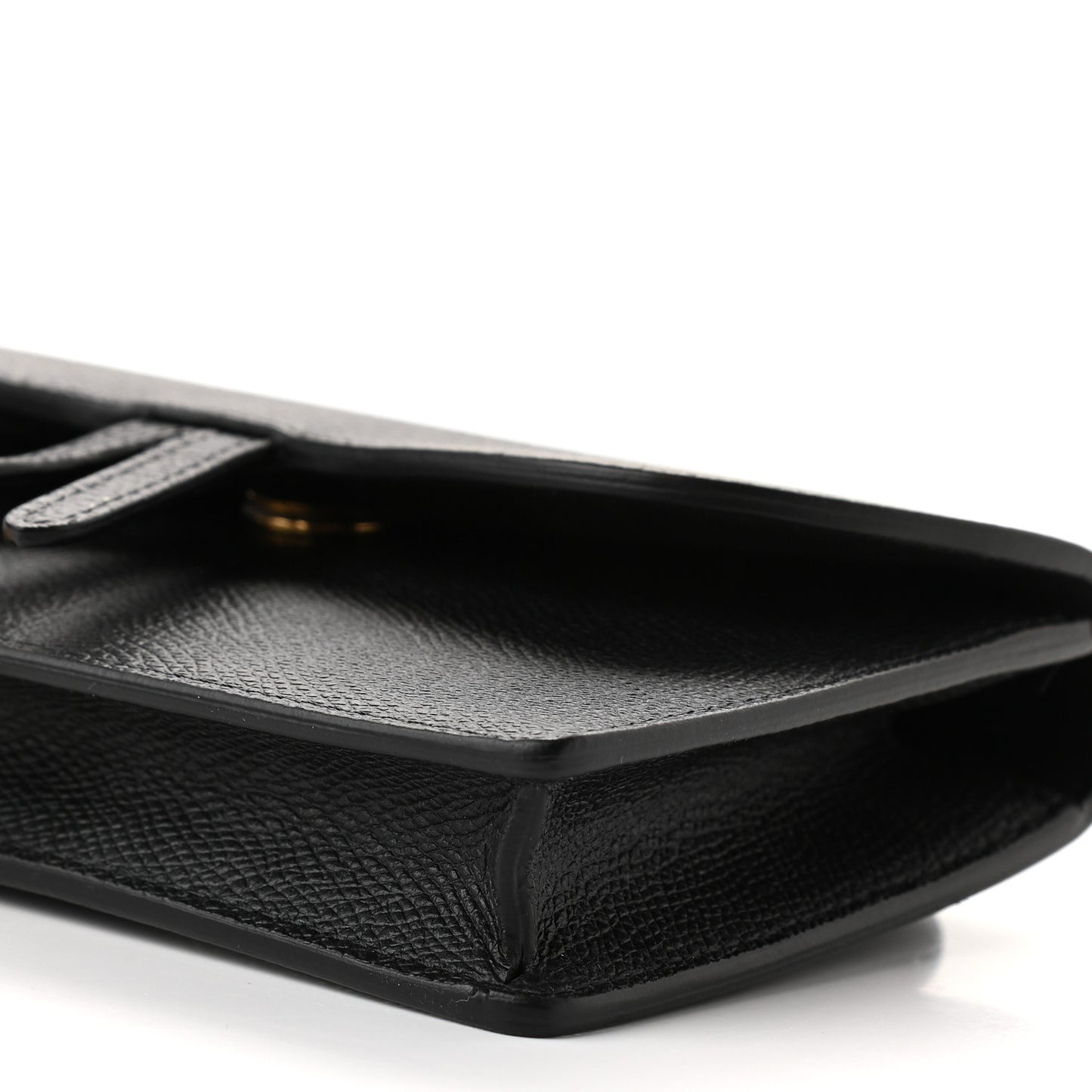 Grained Calfskin Saddle Belt Bag Black