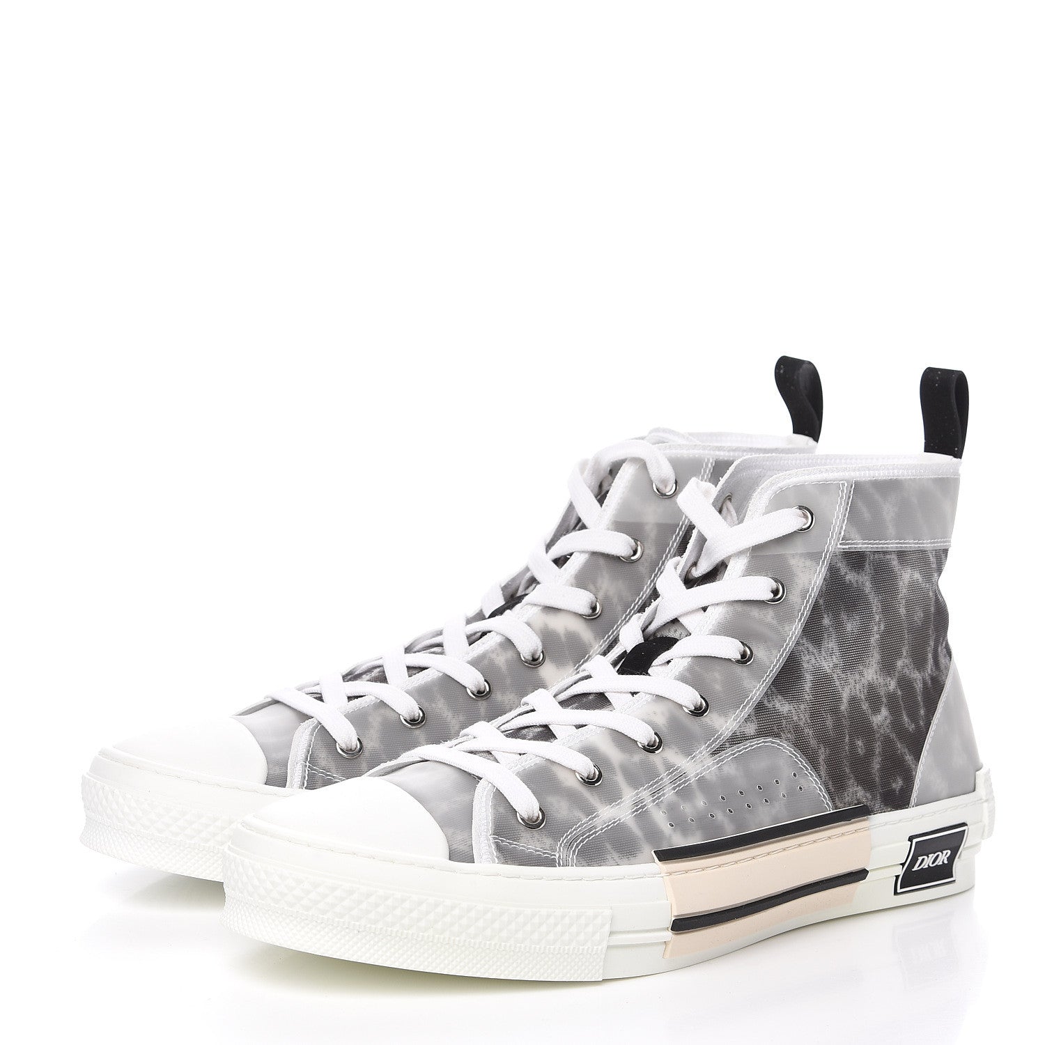 Christian Dior Canvas Leopard Print Mens B23 High Top Sneakers 46 White 3 of 9