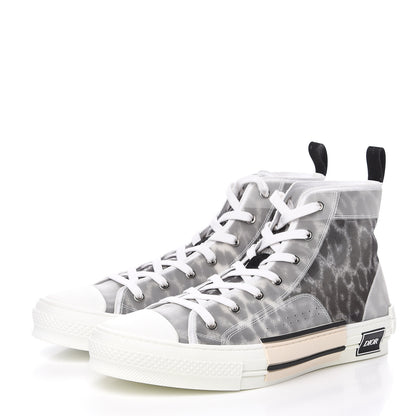 Christian Dior Canvas Leopard Print Mens B23 High Top Sneakers 46 White 3 of 9