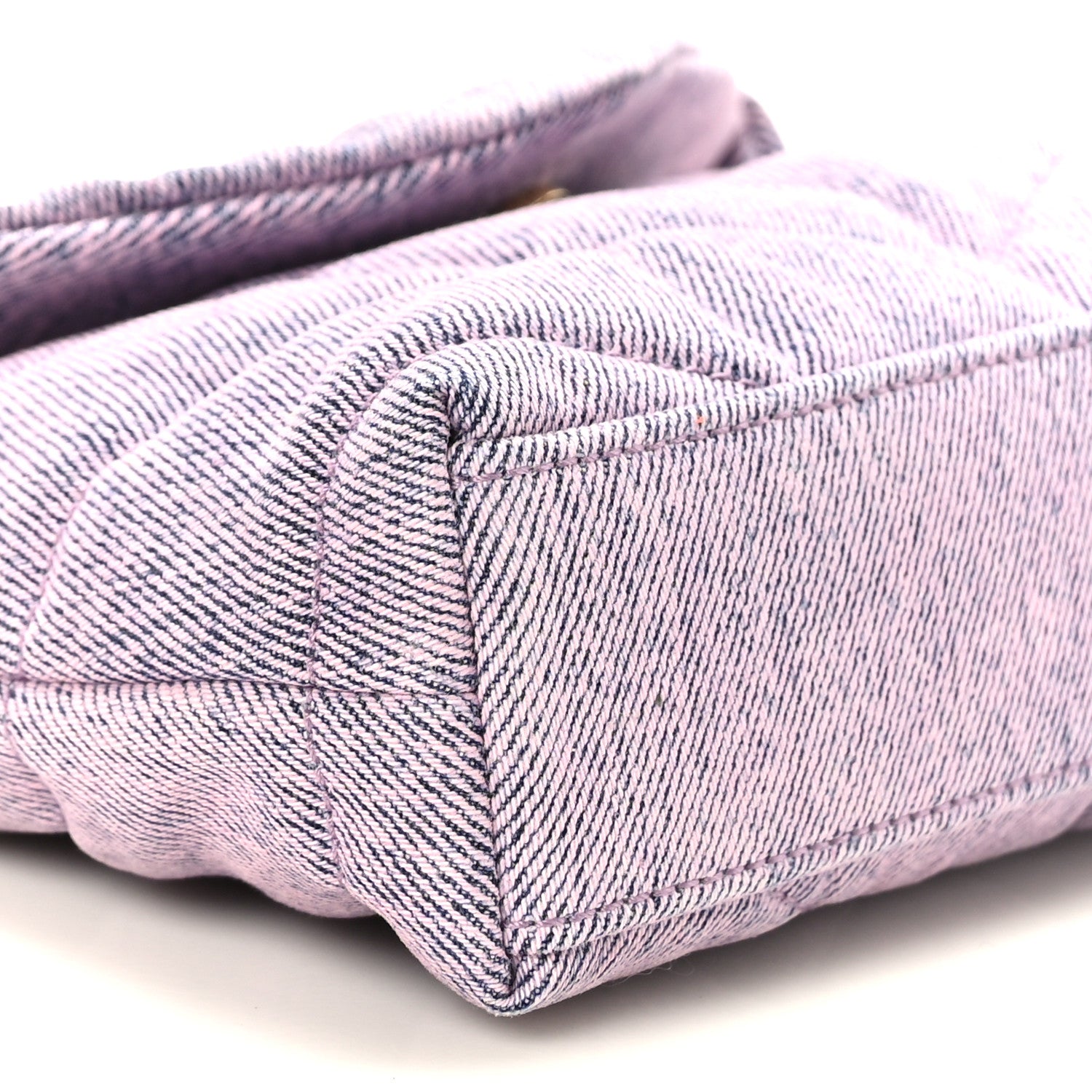 Saint Laurent Denim Quilted Loulou Puffer Monogram Pouch Clutch Bleached Lilac 9 of 10