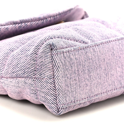 Saint Laurent Denim Quilted Loulou Puffer Monogram Pouch Clutch Bleached Lilac 9 of 10