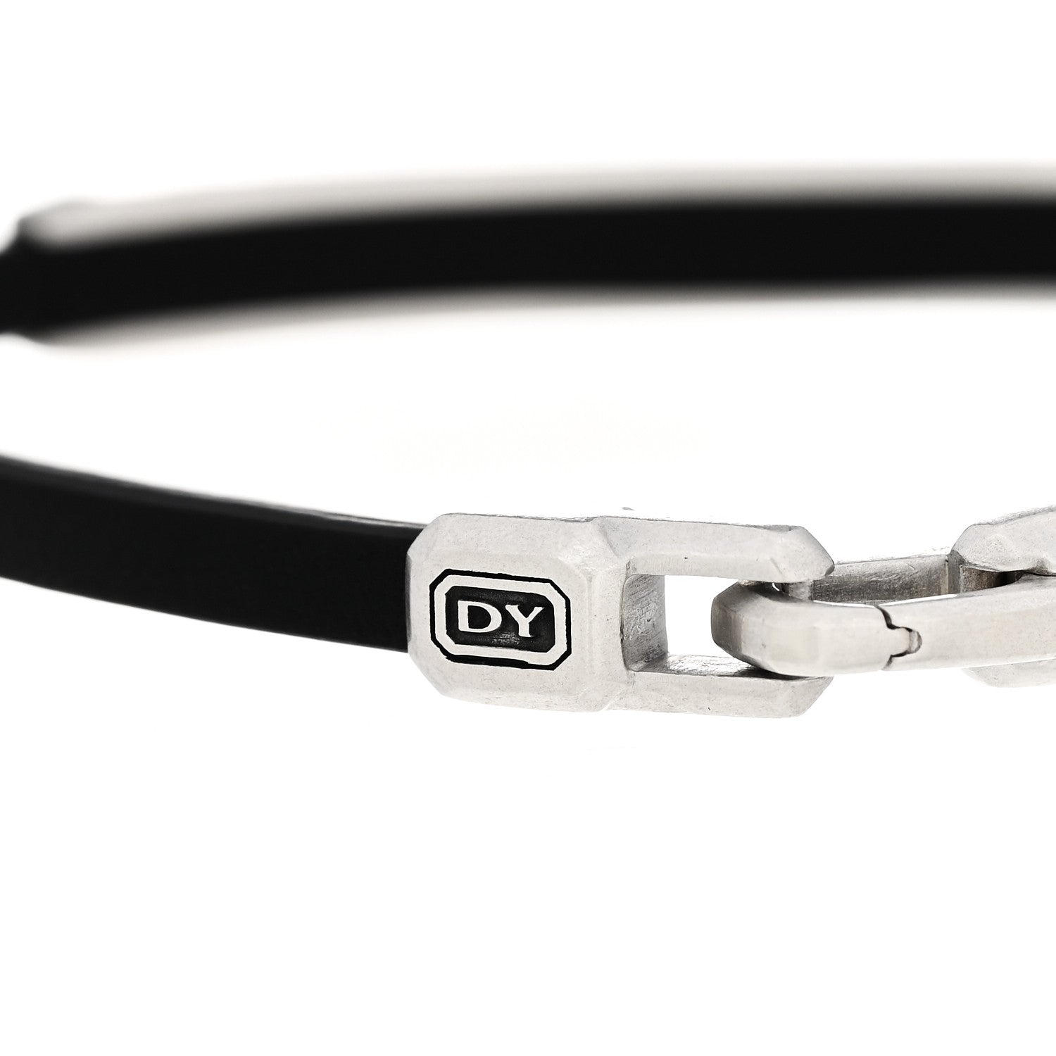 David Yurman Sterling Silver Emerald Leather Mens 4mm Streamline ID Bracelet 4 of 5