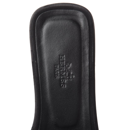 Hermes Suede Goatskin Crystal Powder Oran Sandals 37 Black 6 of 6