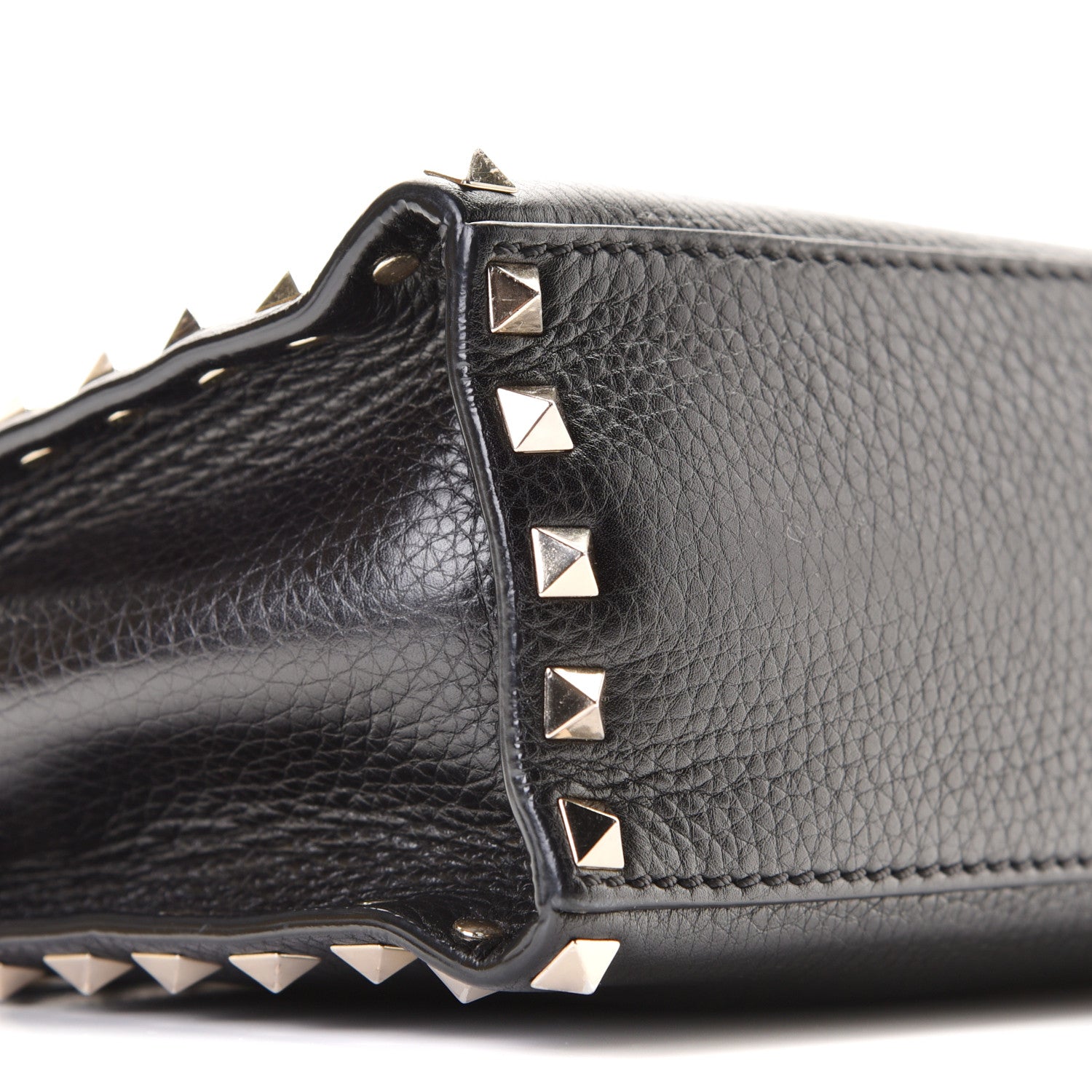 Valentino Garavani Pebbled Calfskin Small Rockstud Single Handle Flap Bag Black 7 of 11