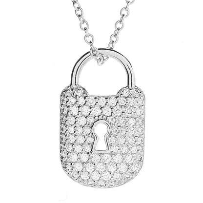 Tiffany Platinum Diamond Small Vintage Lock Pendant Necklace 4 of 7