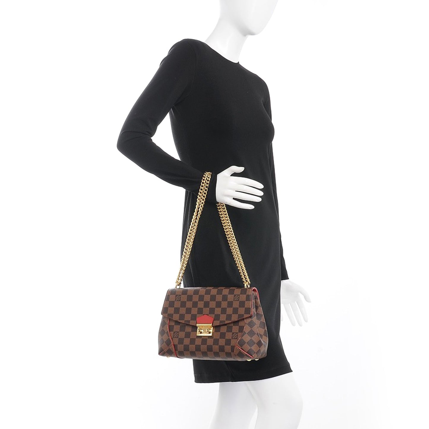 Damier Ebene Caissa Clutch Cherry