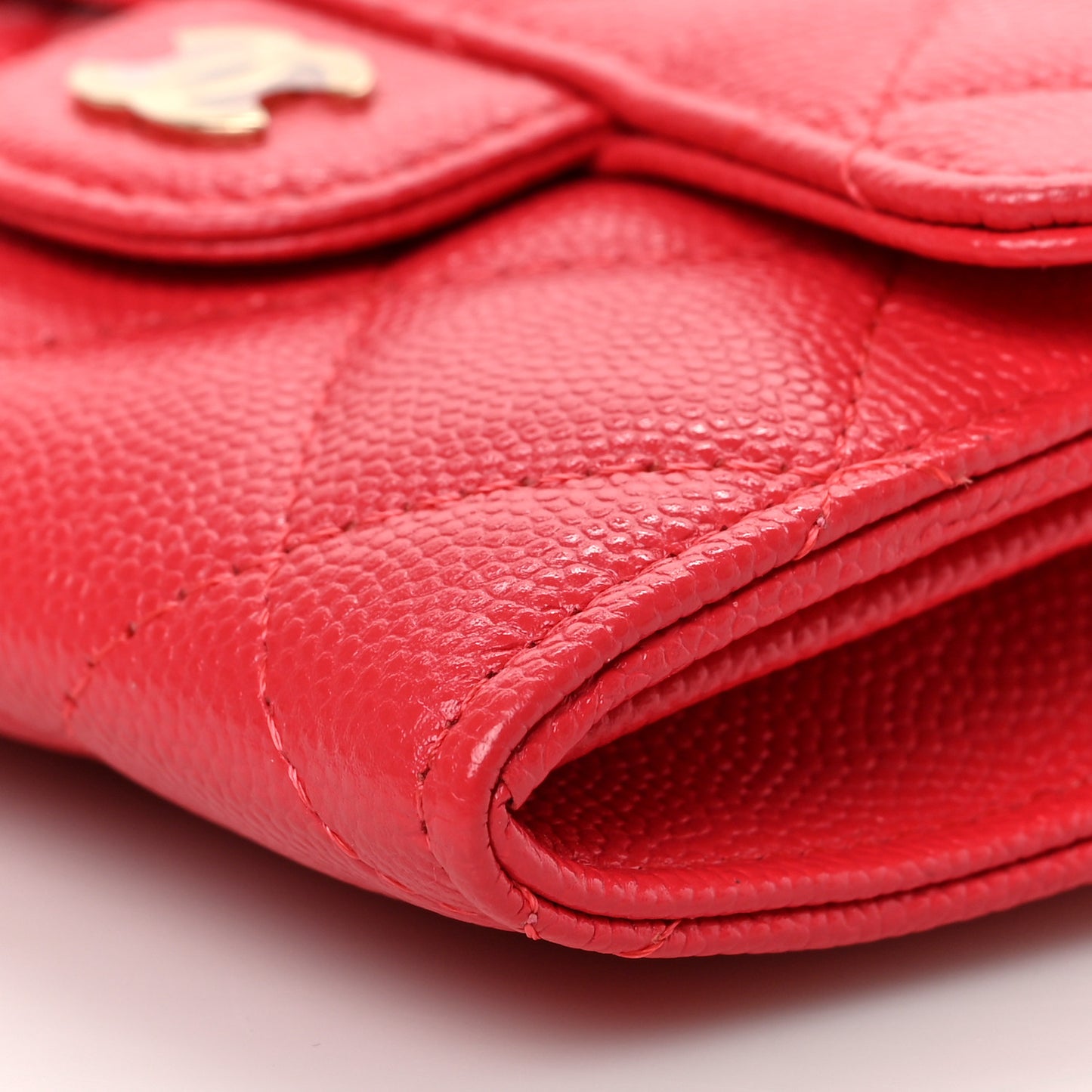 Caviar Quilted Flap Card Holder On Chain Dark Pink