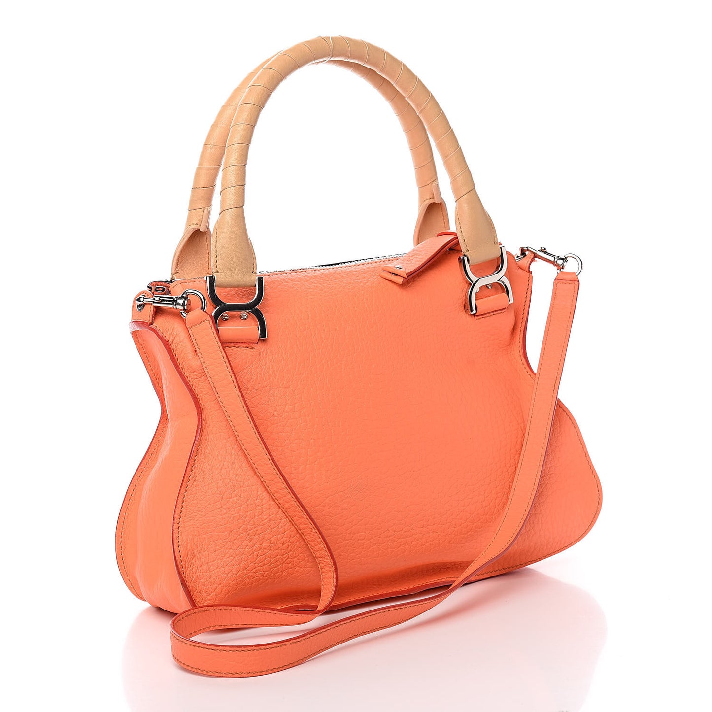 Calfskin Medium Marcie Satchel Orange Fizz