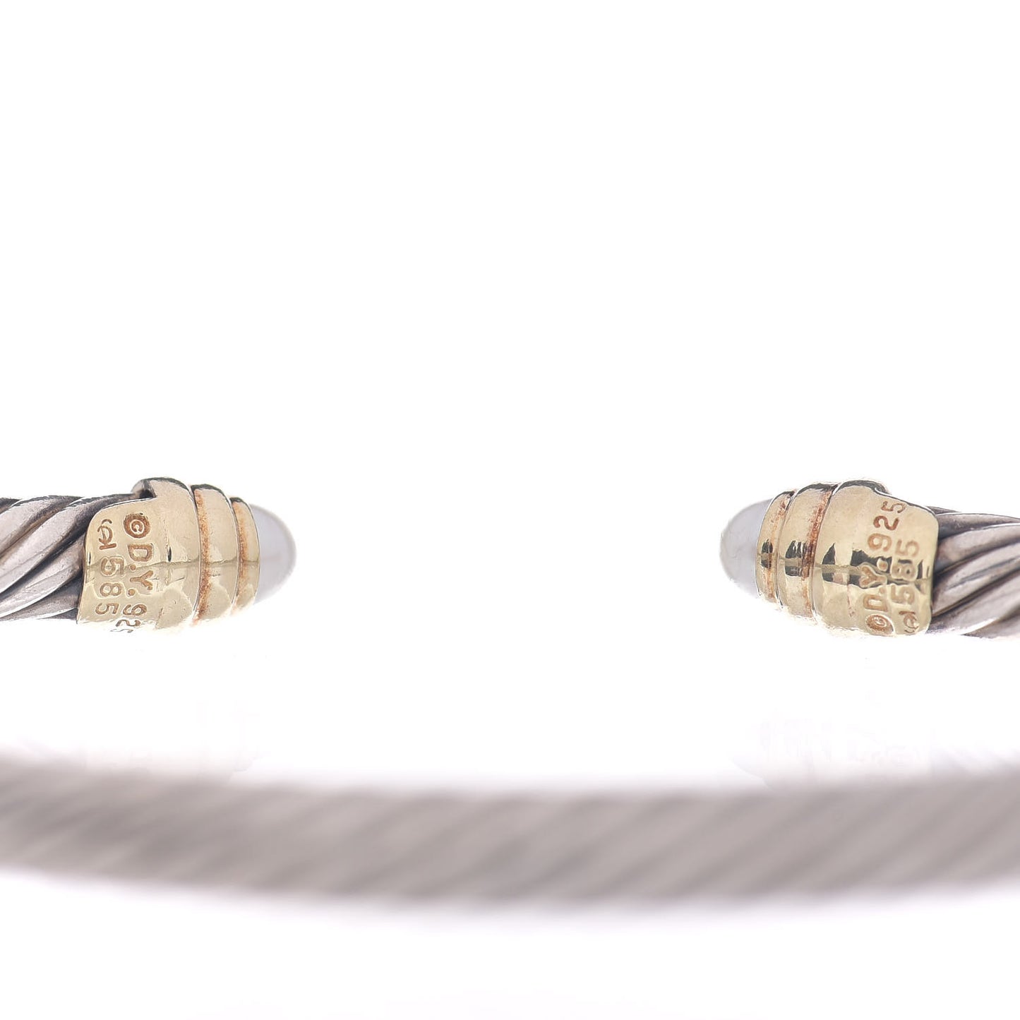 Sterling Silver 14K Yellow Gold Pearl 5mm Cable Classics Petite Color Bracelet