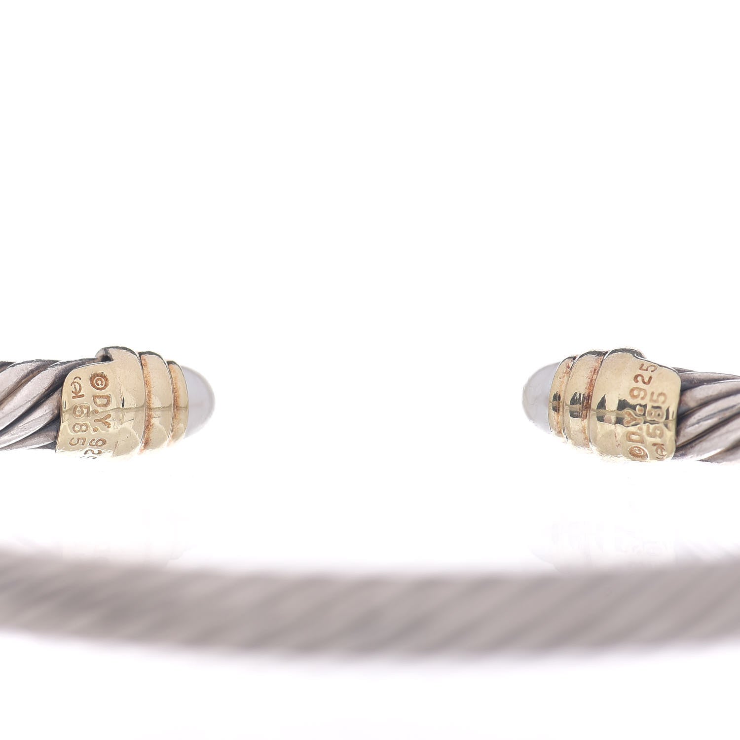 David Yurman Sterling Silver 14K Yellow Gold Pearl 5mm Cable Classics Petite Color Bracelet 4 of 4