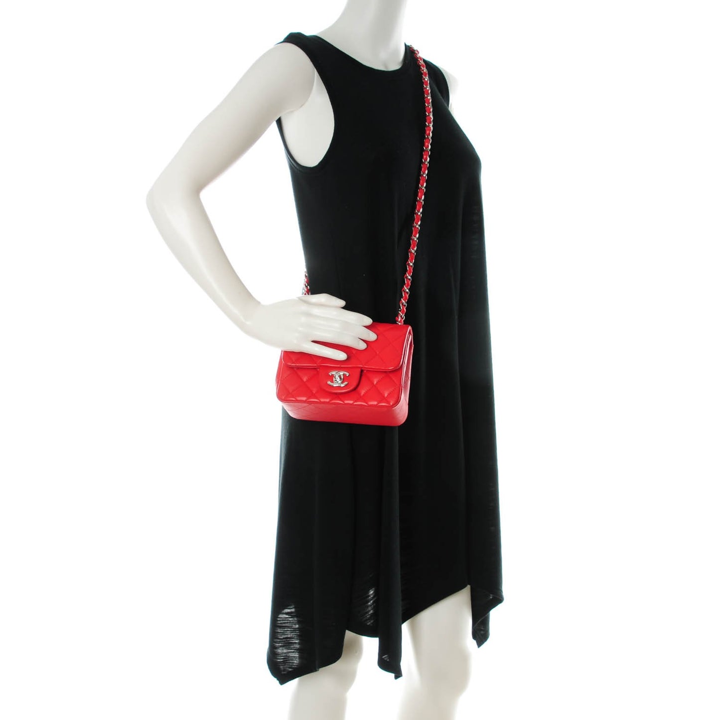 Lambskin Quilted Mini Square Flap Red