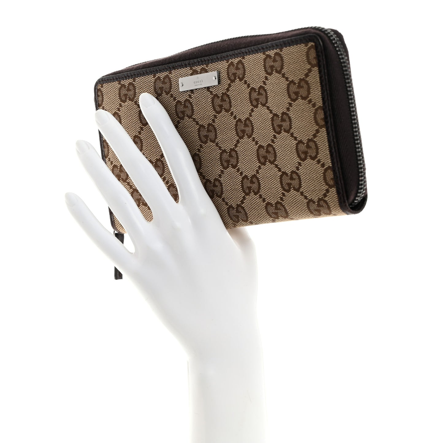 Monogram Metal Bar Zip Around Wallet Dark Brown
