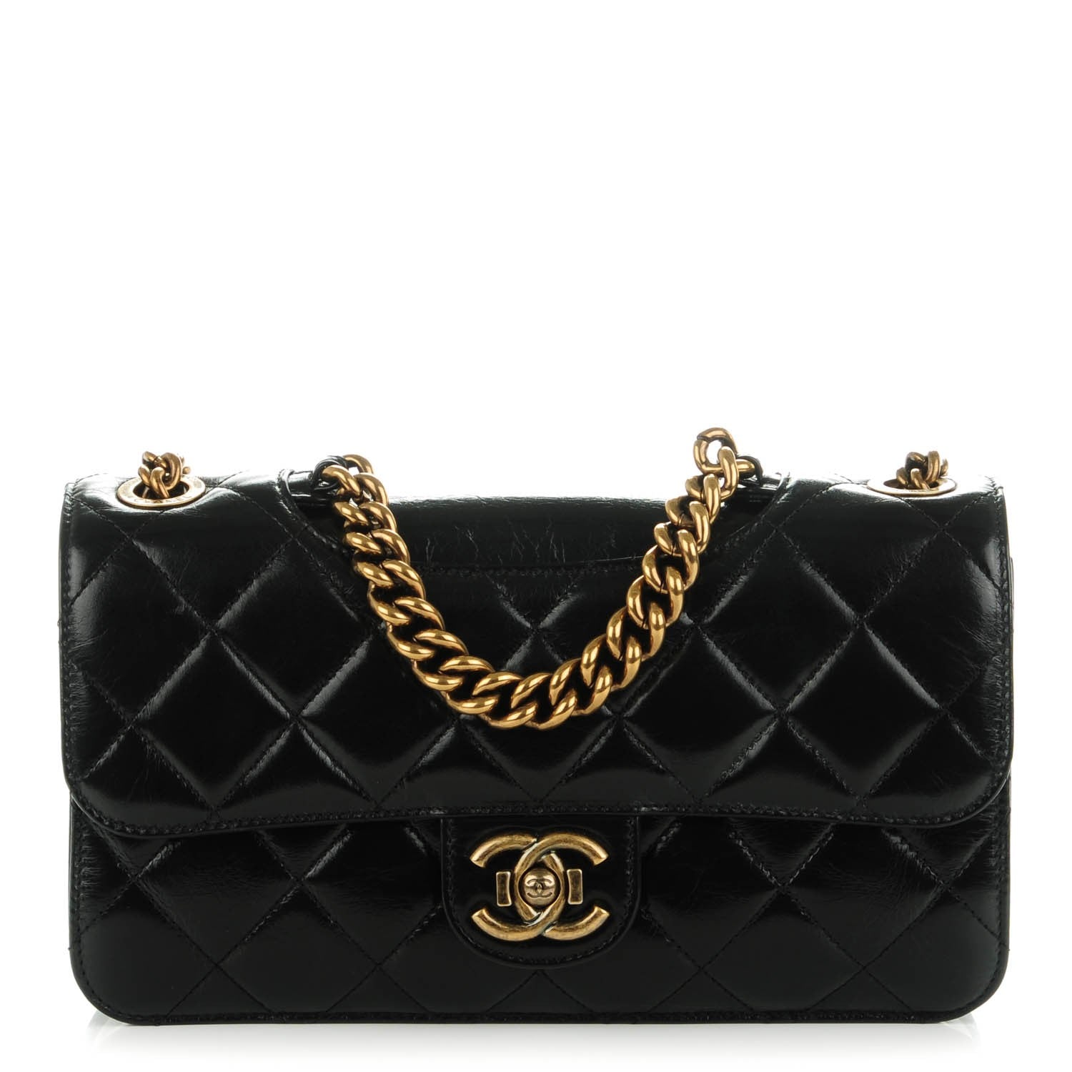 Chanel Glazed Calfskin Quilted Medium Perfect Edge Flap Black 1 of 8