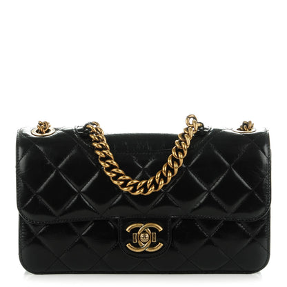 Chanel Glazed Calfskin Quilted Medium Perfect Edge Flap Black 1 of 8