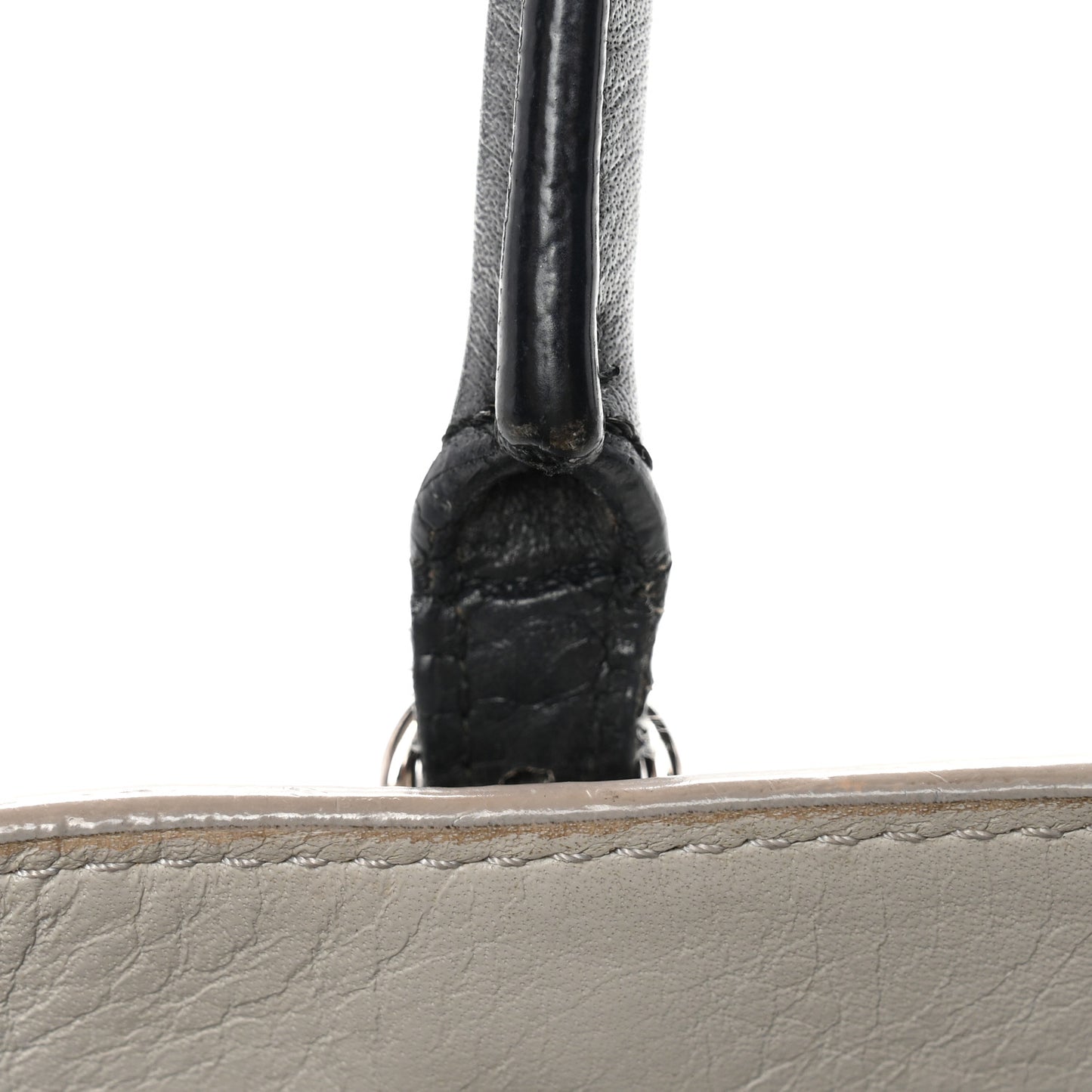 Calfskin Papier Mini A4 Zip Around Tote Grey Black
