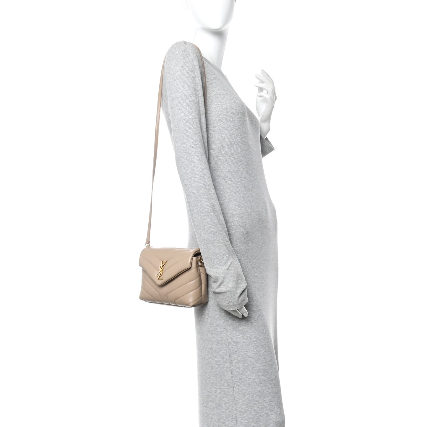 Calfskin Y Quilted Monogram Toy Loulou Crossbody Bag Dark Beige