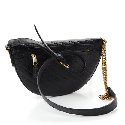 Balenciaga Shiny Goatskin Allover Logo Embossed XXS Souvenir Belt Bag Black 3 of 9