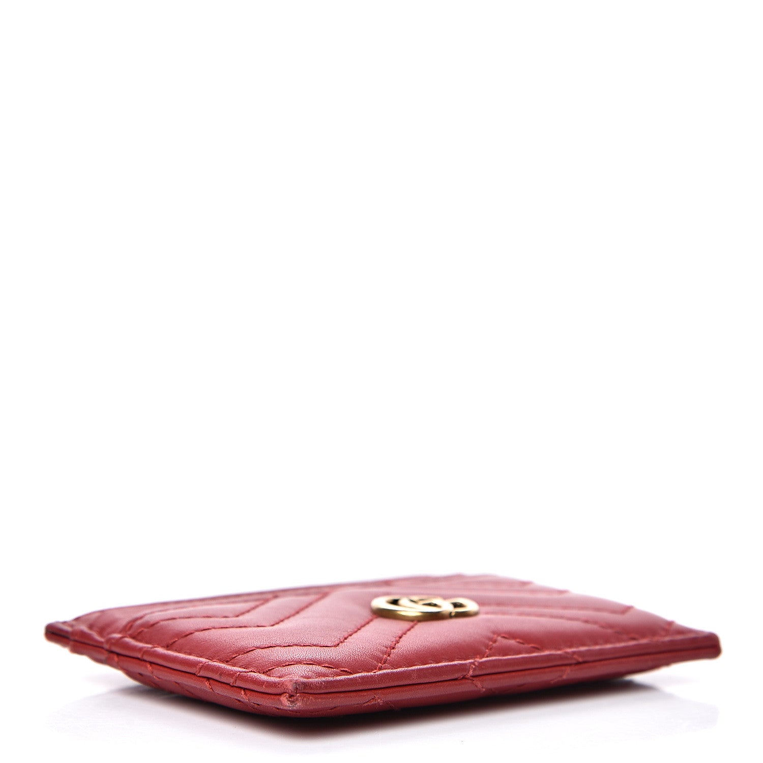 Gucci Calfskin Matelasse GG Marmont Card Holder Hibiscus Red 3 of 12