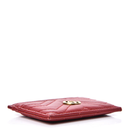 Gucci Calfskin Matelasse GG Marmont Card Holder Hibiscus Red 3 of 12