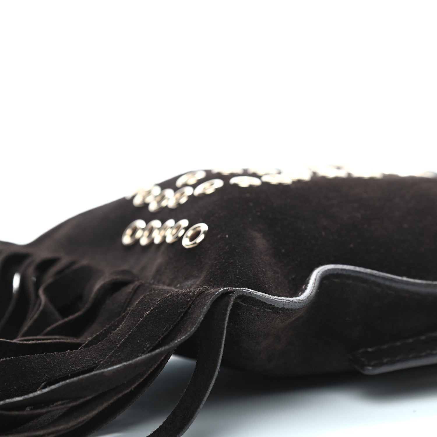 Saint Laurent Suede Fringe Messenger Bag Chocolate 5 of 10