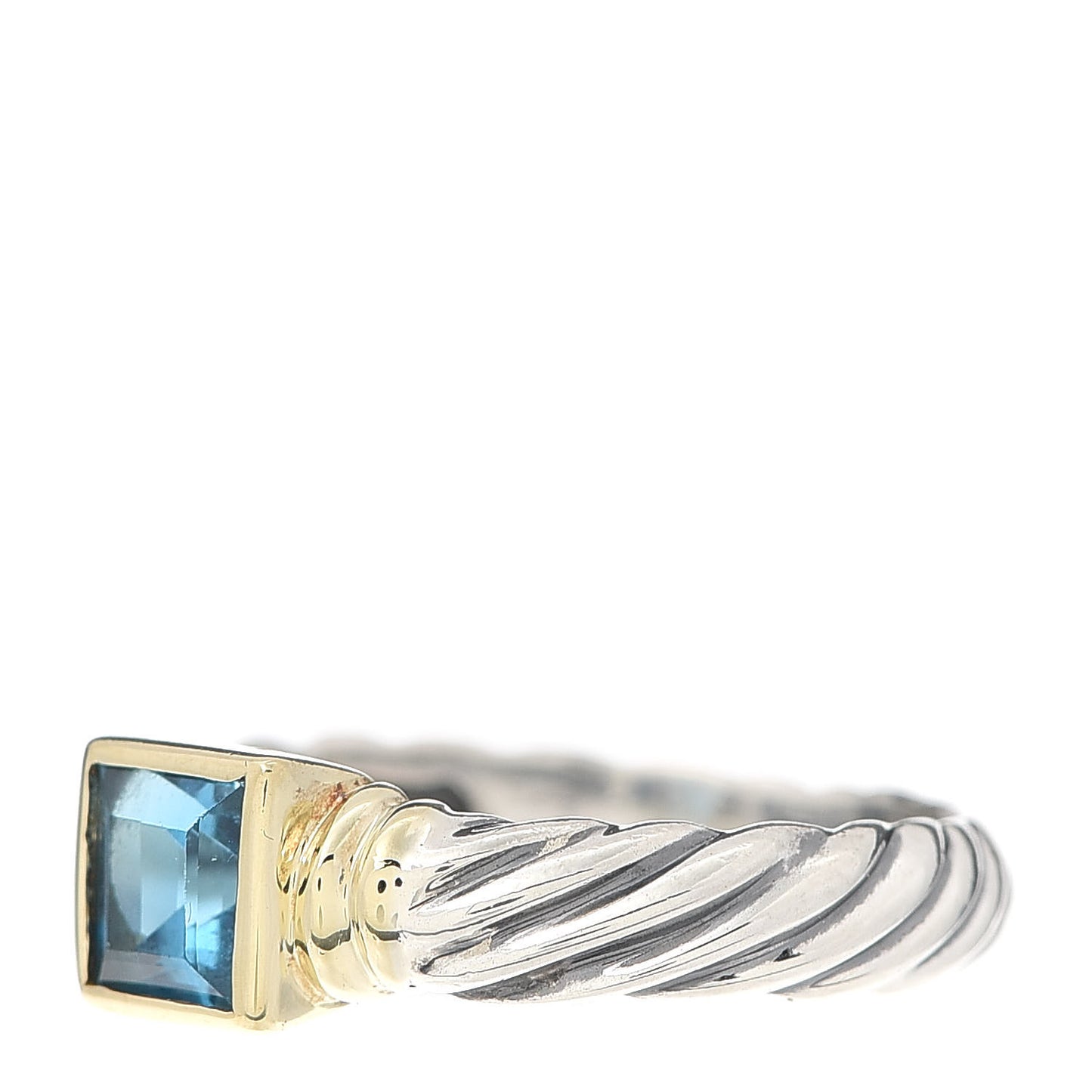 Sterling Silver 18K Yellow Gold Blue Topaz Stackable Ring 53 6.25