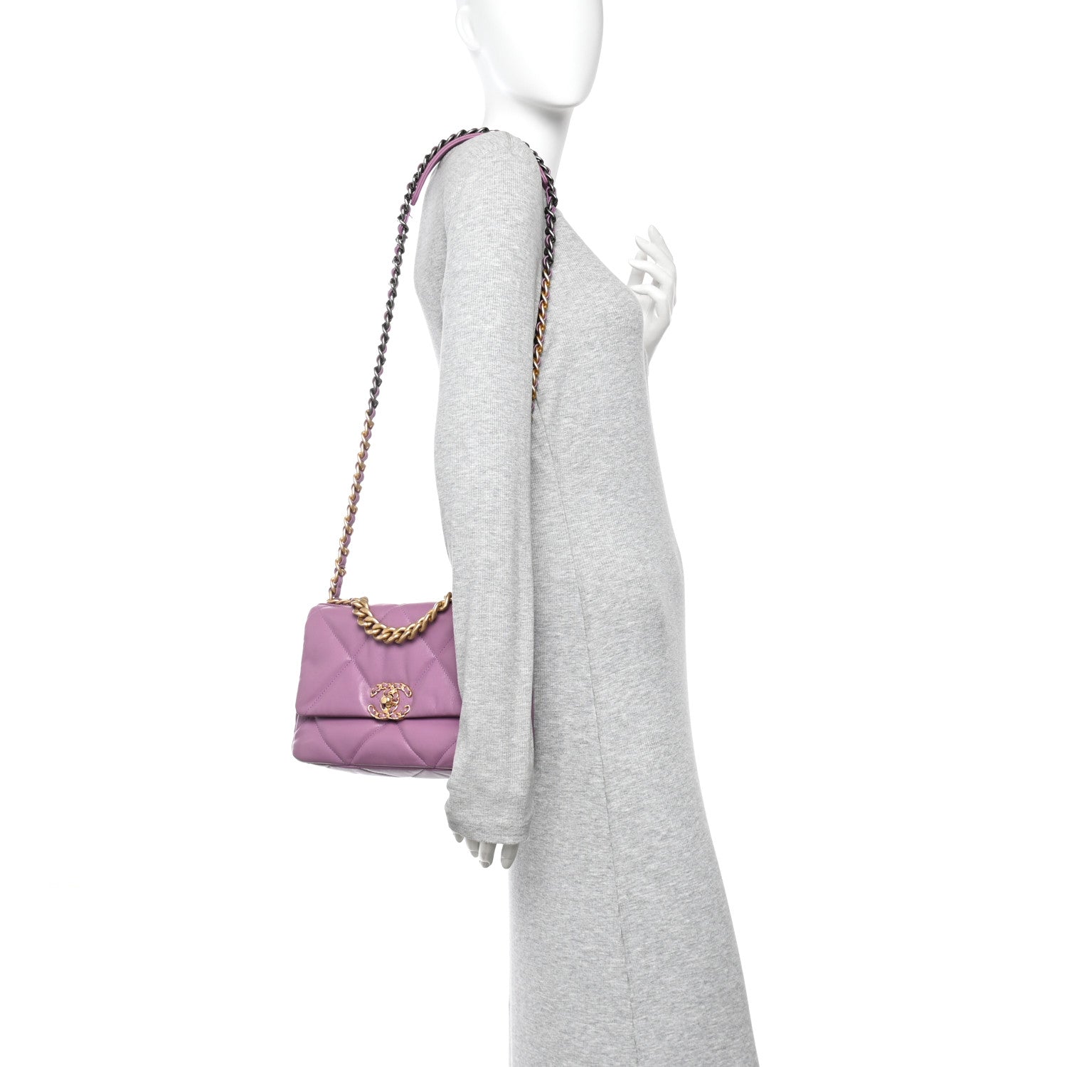Chanel Goatskin Quilted Medium Chanel 19 Flap Purple 2 of 12