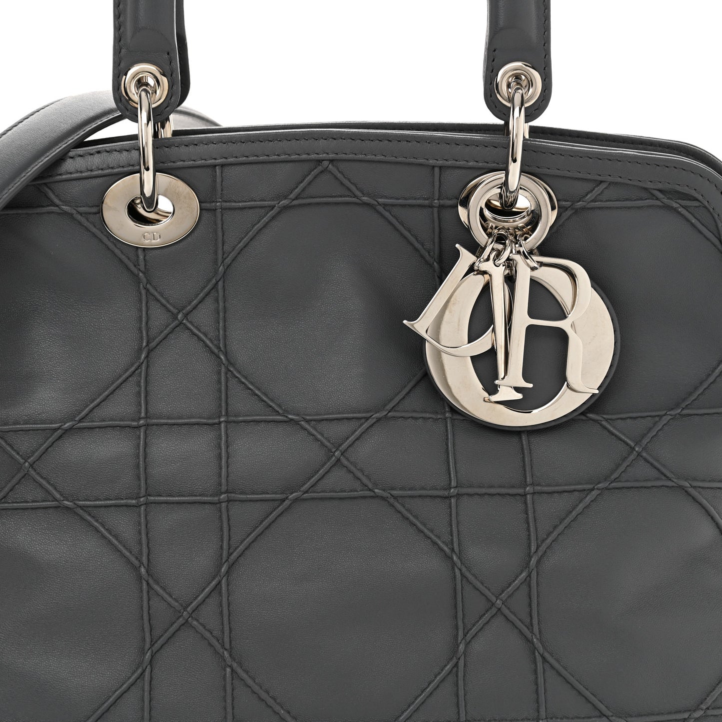 Lambskin Cannage Medium Granville Tote dARK Grey
