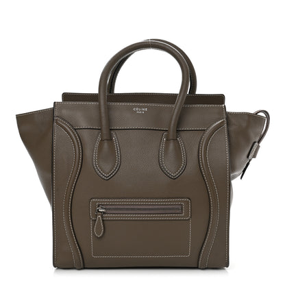 Celine Drummed Calfskin Mini Luggage Souris 1 of 13