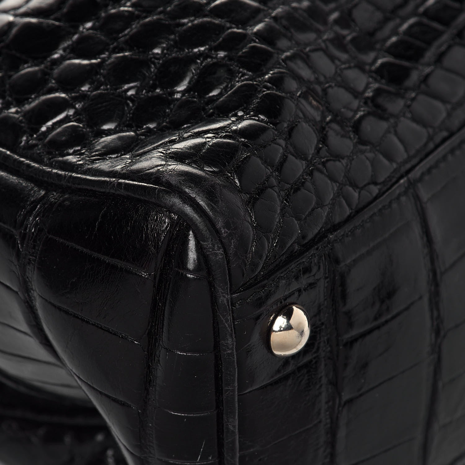Gucci Crocodile Peggy Braided Tote Black 9 of 15