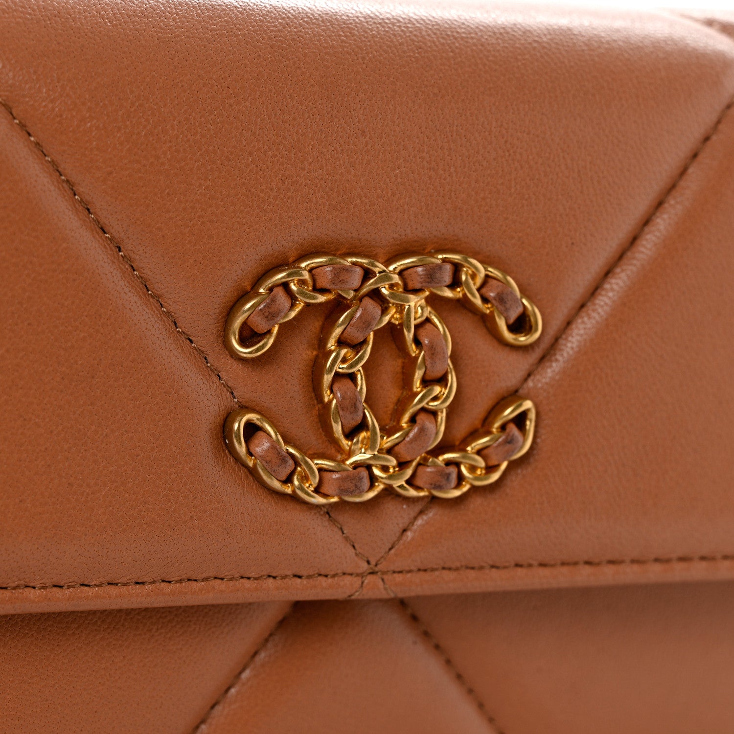 Chanel Lambskin Quilted Chanel 19 Flap Wallet Brown 20 of 21