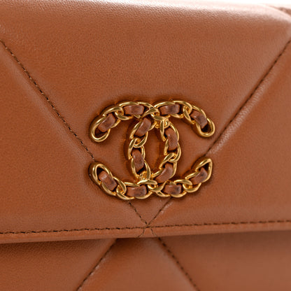 Chanel Lambskin Quilted Chanel 19 Flap Wallet Brown 20 of 21