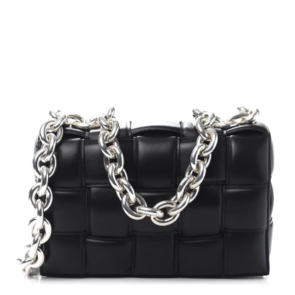 Bottega Veneta Lambskin Maxi Intreccio Padded Chain Cassette Crossbody Bag Black 1 of 9
