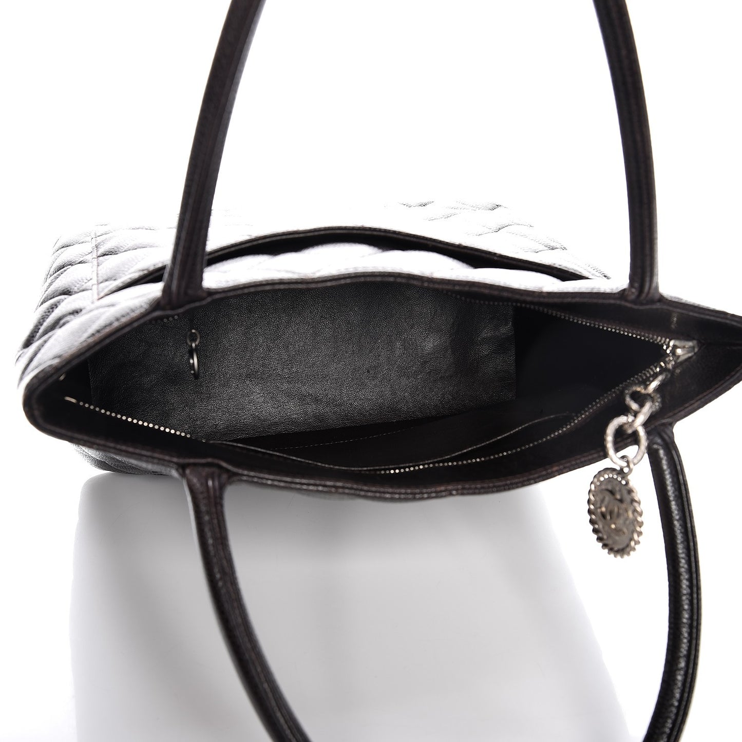 Caviar Quilted Medallion Tote Dark Brown