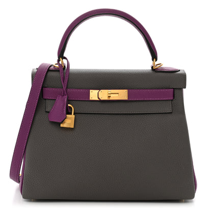 Hermes Togo Horseshoe Kelly Retourne 28 Etain Anemone 1 of 13