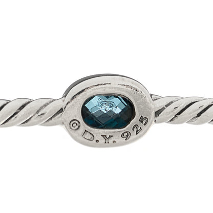 David Yurman Sterling Silver Hampton Blue Topaz Color Classics Bangle Bracelet Set of 2 3 of 3