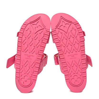 Louis Vuitton Calfskin Monogram Embossed Bom Dia Flat Mule Sandals 41 Pink 5 of 8