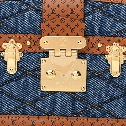 Louis Vuitton Denim Calfskin Malletage Trunk Clutch Light Blue 7 of 10