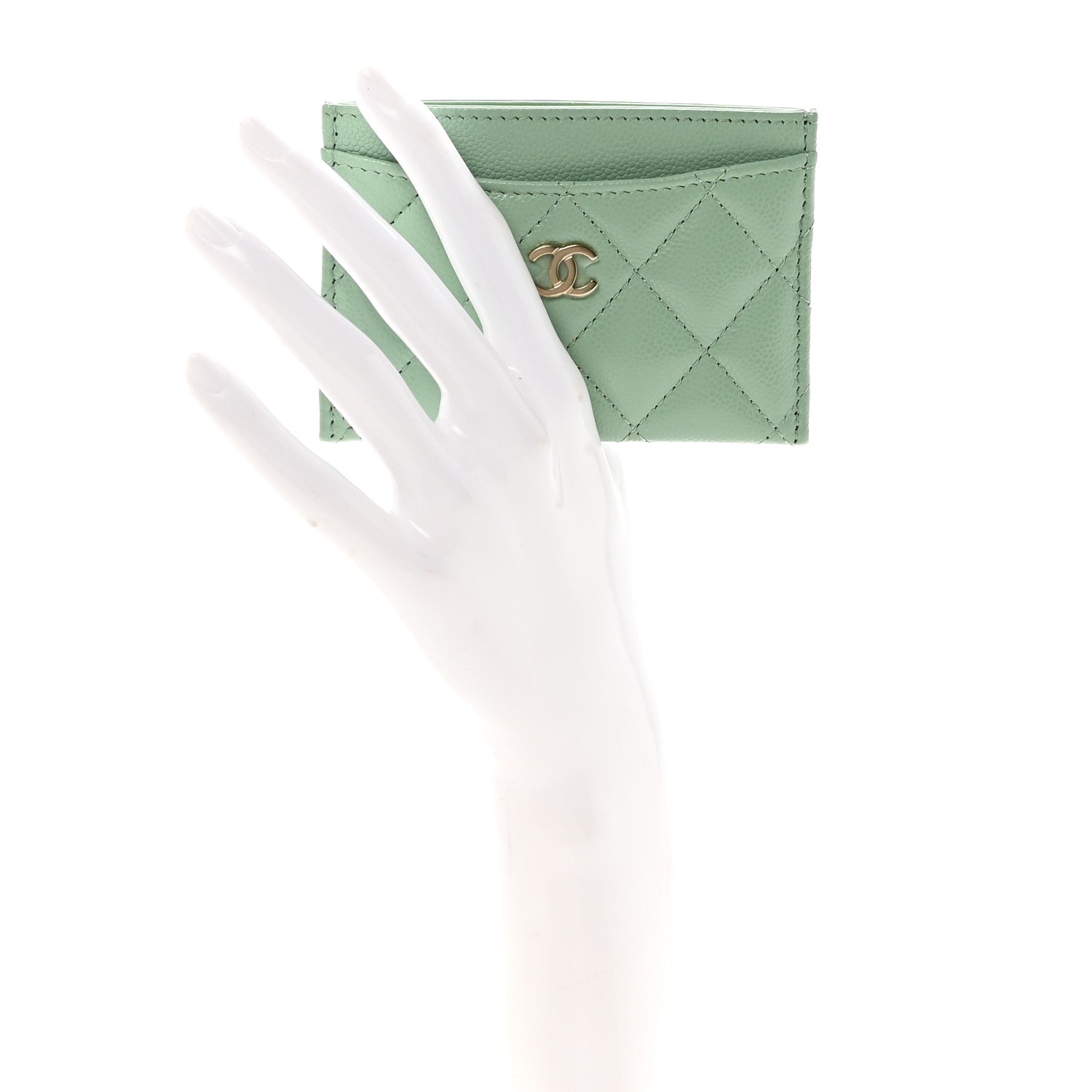 Chanel Caviar Quilted Card Holder Light Green 2 of 8