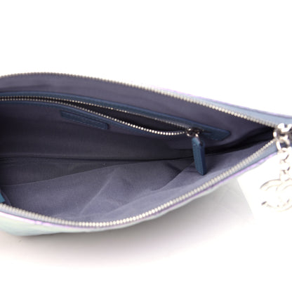 Chanel Iridescent Crumpled Lambskin Medium Cosmetic Case Light Blue 5 of 8