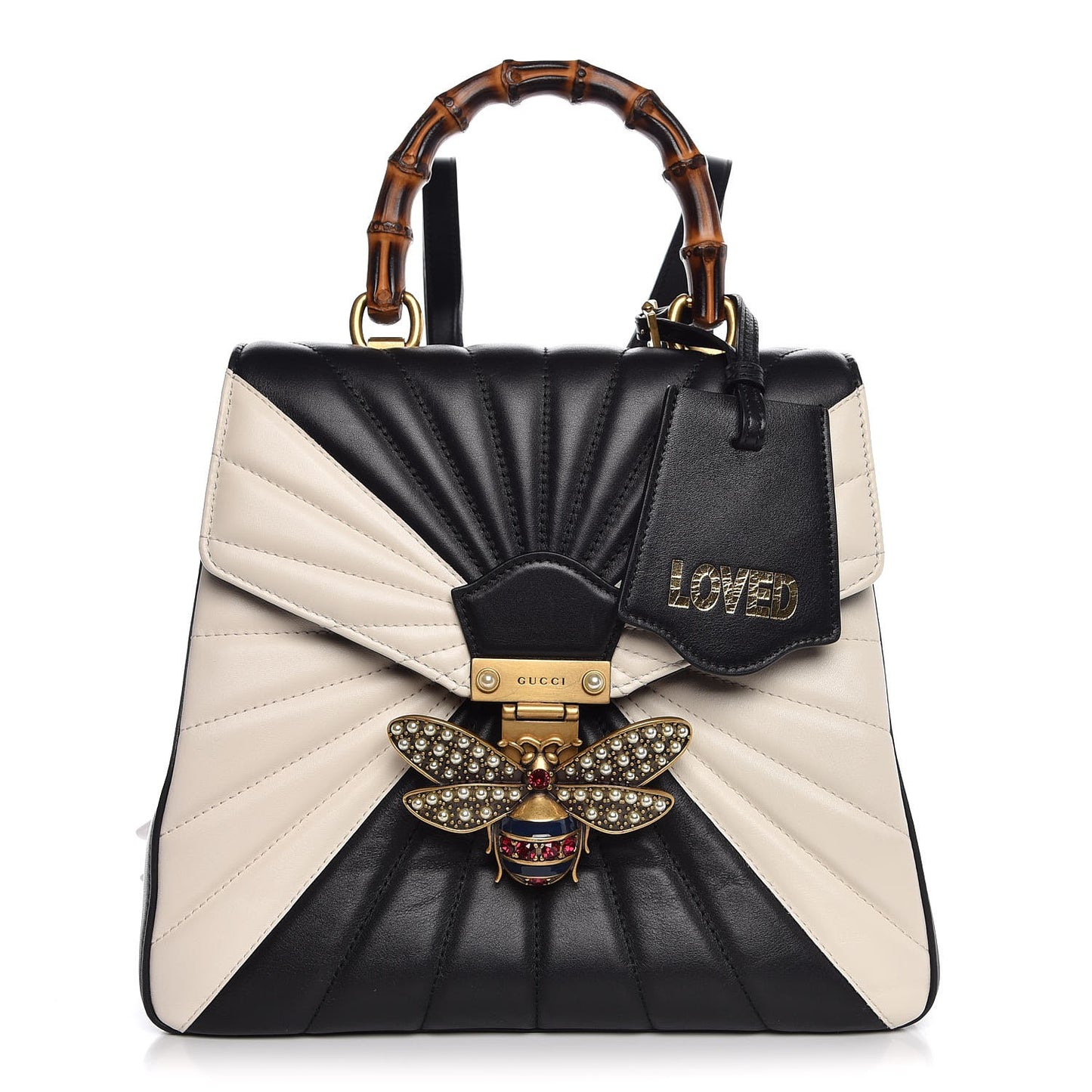 Calfskin Bamboo Trapuntata Queen Margaret Backpack Mystic White Black