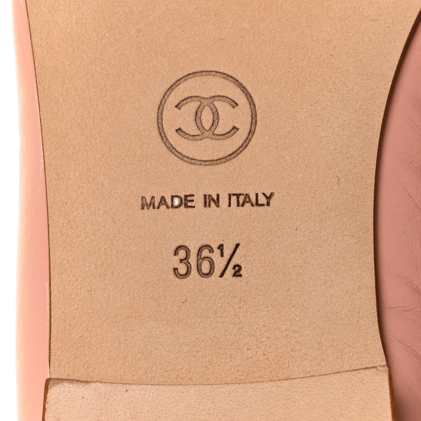 Crumpled Calfskin Cap Toe CC Ballerina Flats 36.5 Powder Pink