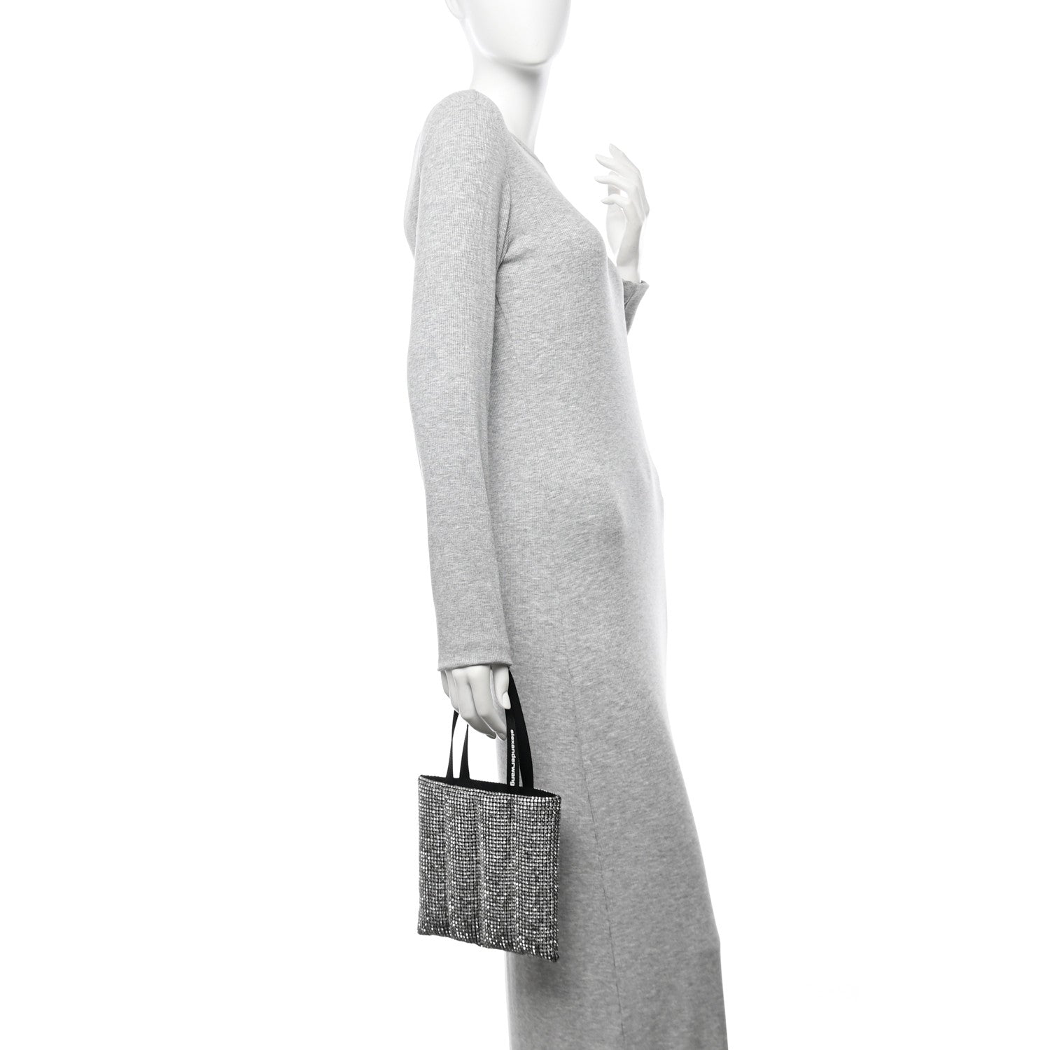 Alexander Wang Mesh Crystal Rhinestone Quilted Heiress Tote Black White 2 of 10