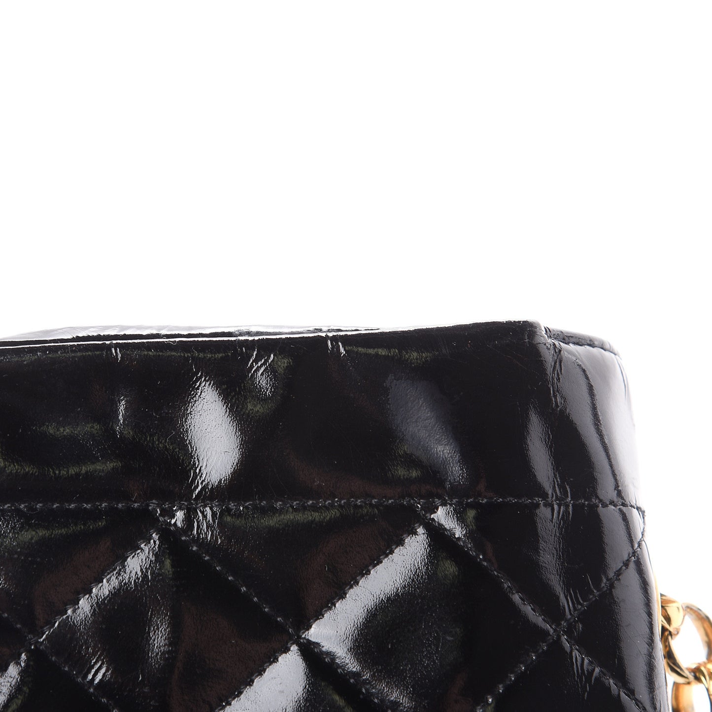 Patent Quilted Extra Mini Rectangular Flap Black
