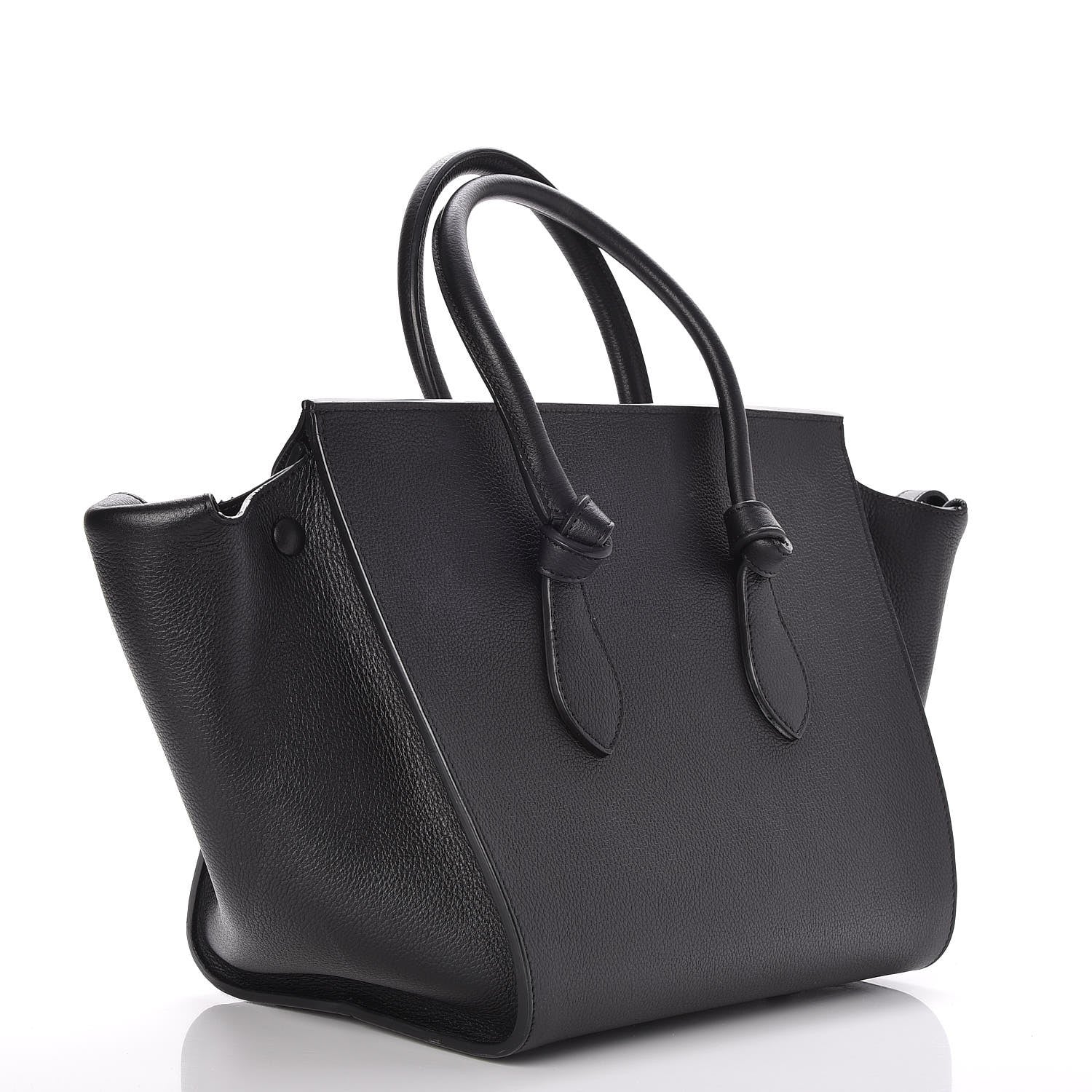 Celine Crisped Calfskin Small Tie Knot Tote Black 3 of 9