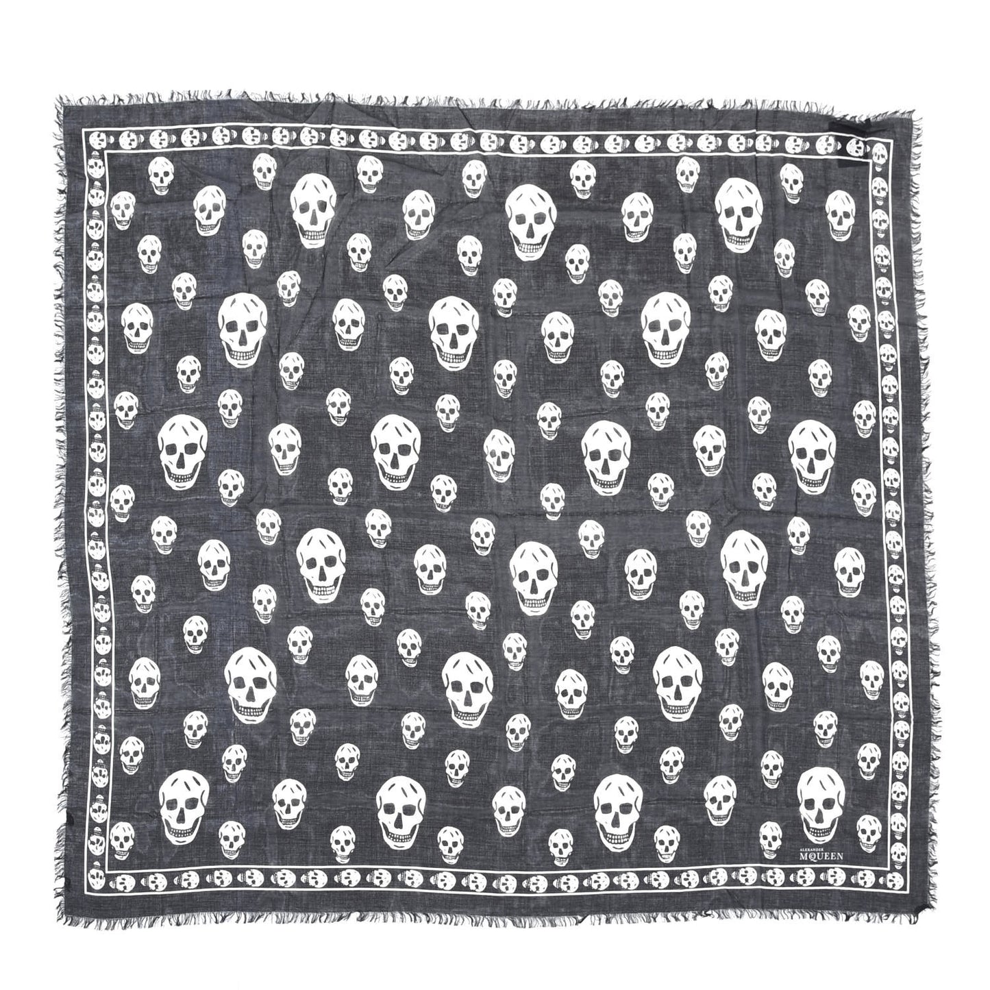 Silk Chiffon Skull Scarf Black Ivory